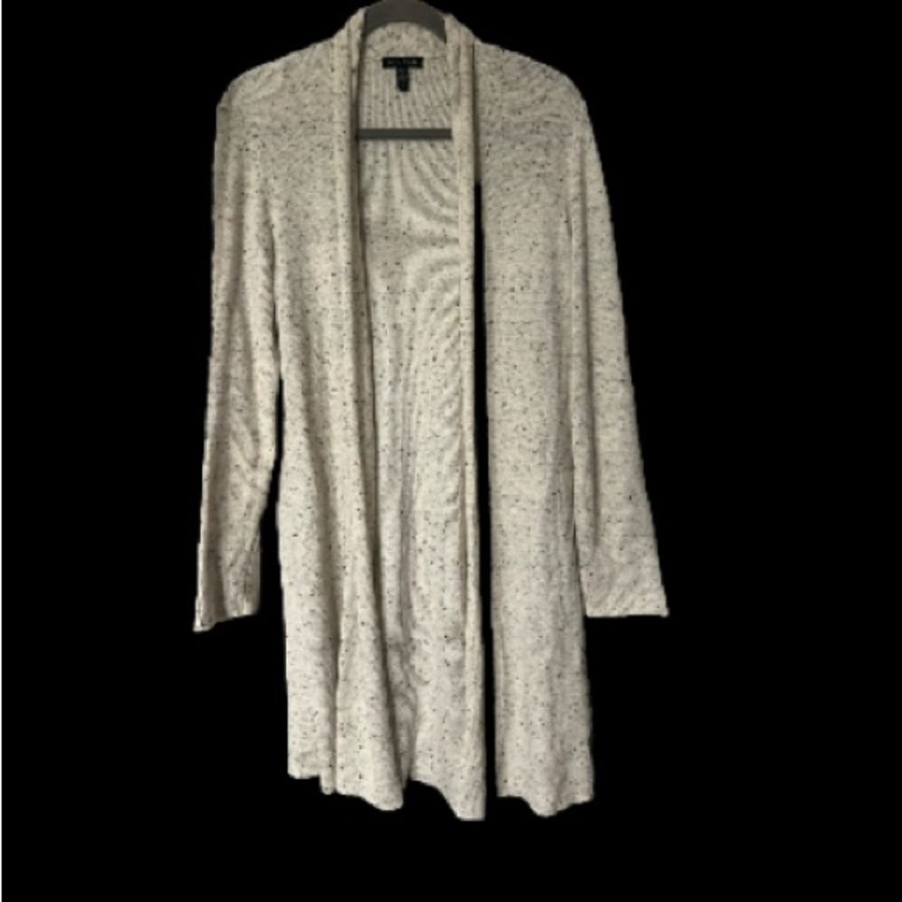 Eileen Fisher Ivory Organic Cotton 3/4 Sleeve Open Front Cardigan Size medium E